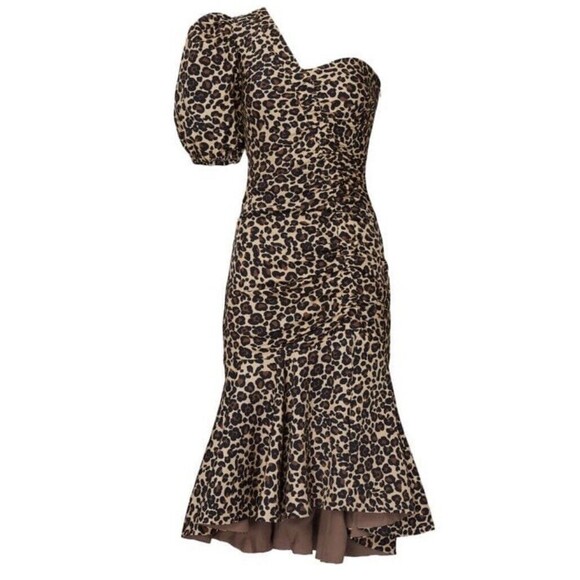 Jonathan Simkhai One Shoulder Leopard Print Dress Size 10 - Picture 6 of 16